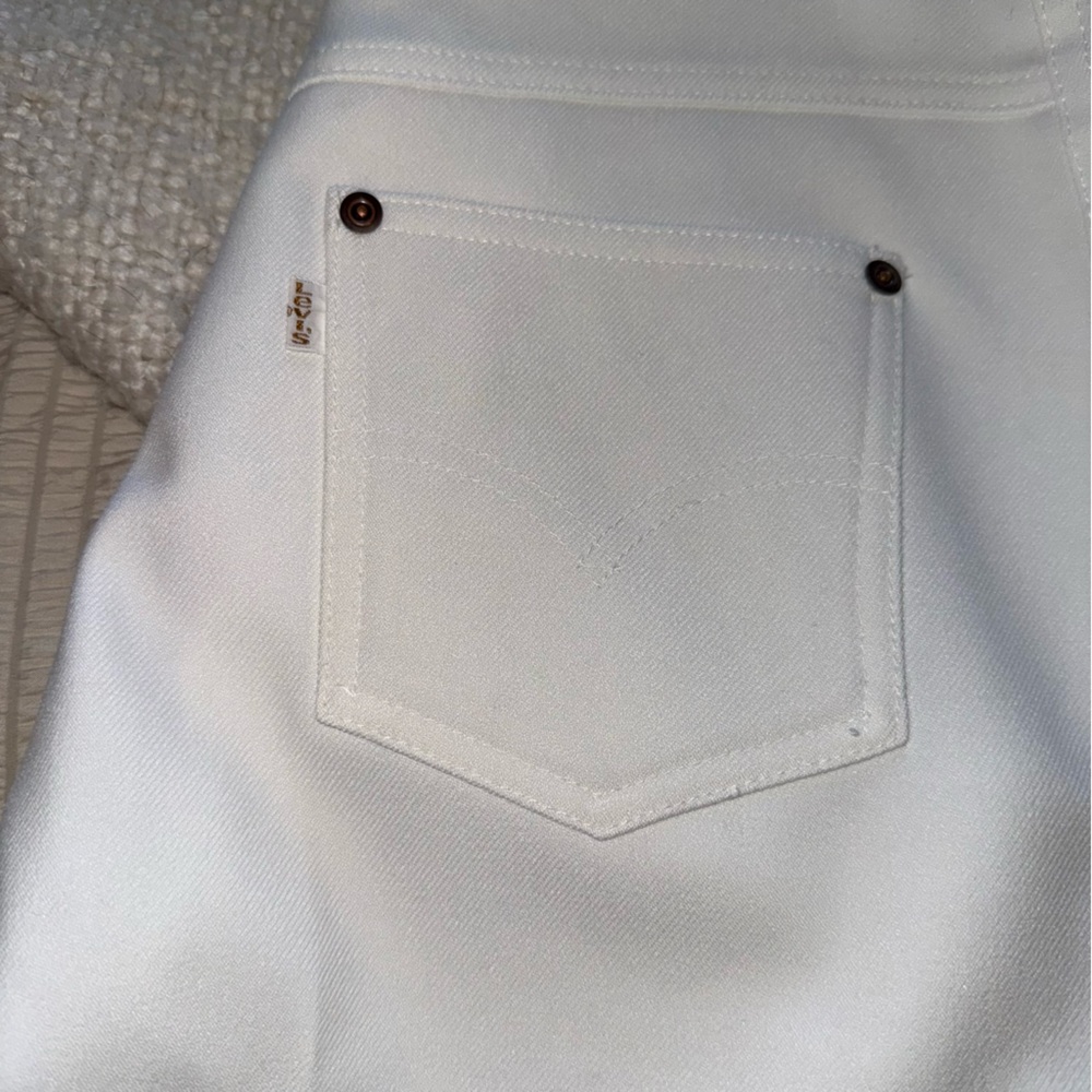 Levis Vintage White Polyester Slacks 28 - Picture 2 of 9